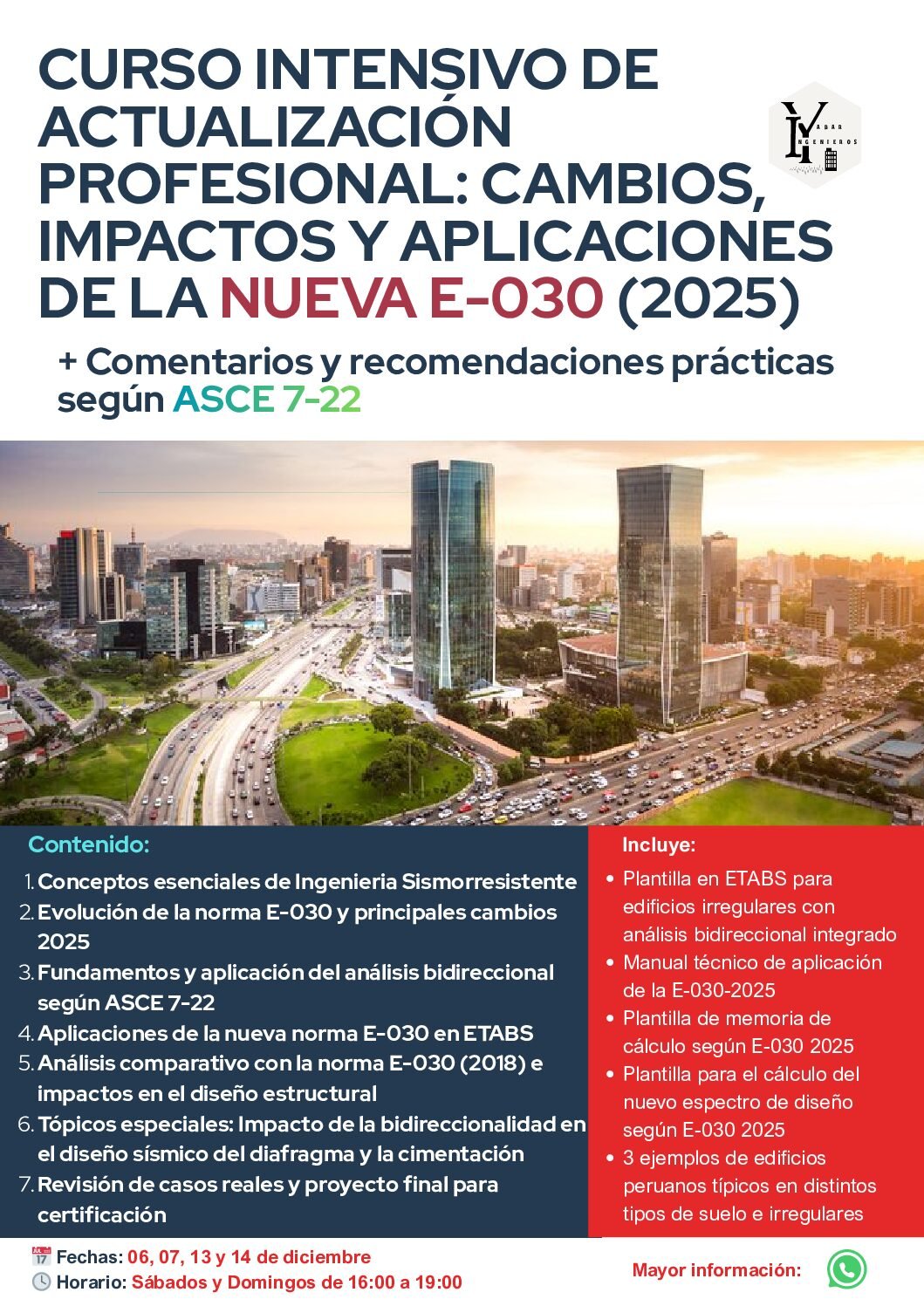 CURSO INTENSIVO DE ACTUALIZACIÓN PRODESIONAL: CAMBIOS, IMPACTOS Y APLICACIONES DE LA NUEVA E030 (2025)
