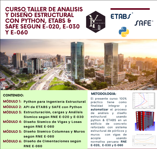CURSO TALLER DE ANALISIS Y DISEÑO ESTRUCTURAL CON PYTHON, ETABS & SAFE SEGUN E-020, E-030 Y E-060